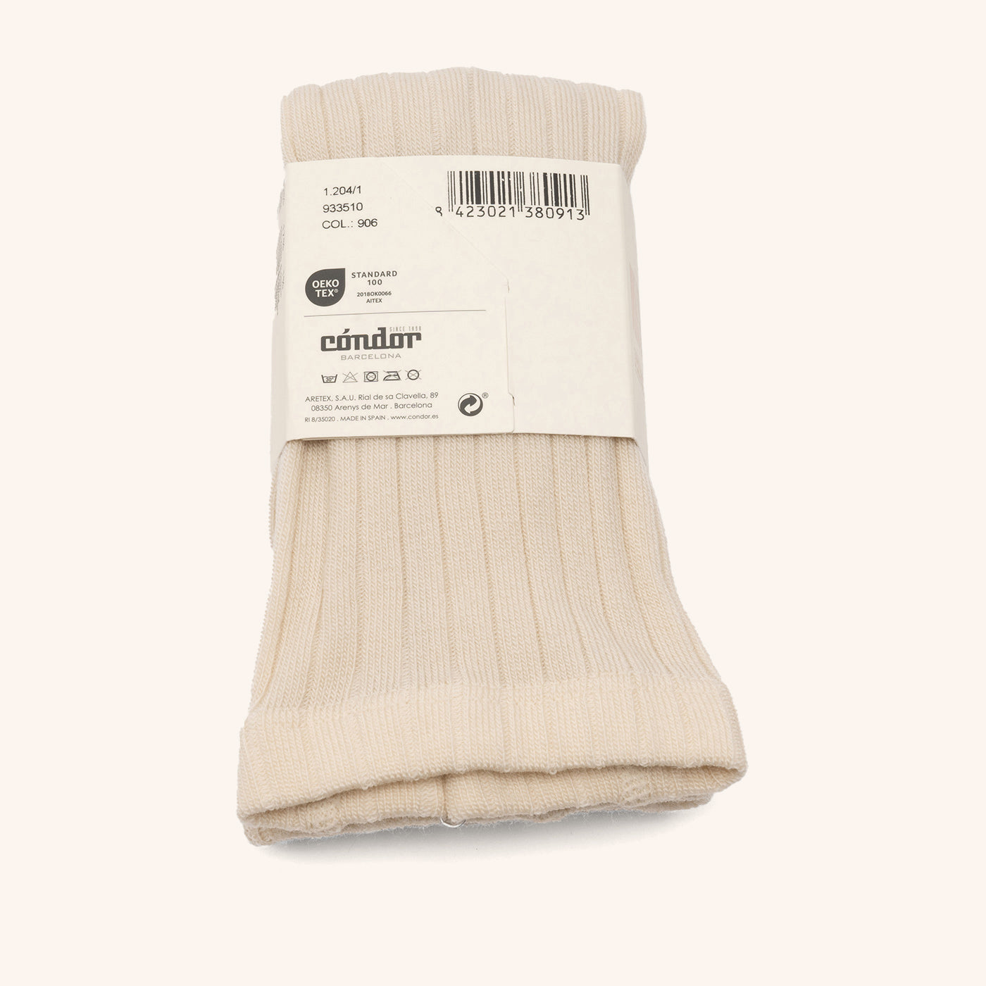 bisgaard x Cóndor merino wool rib tights hueso