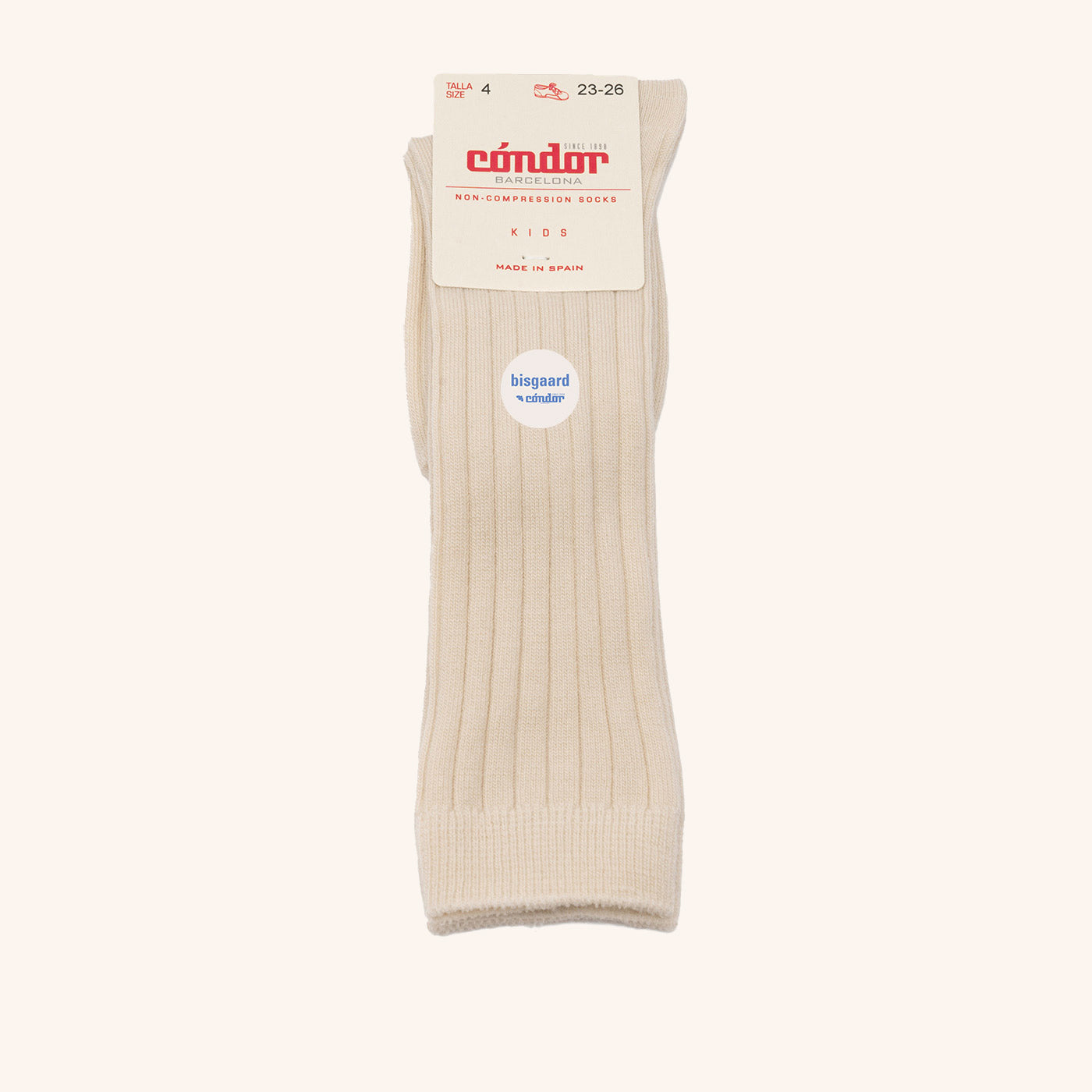 bisgaard x Cóndor merino wool rib knee high socks hueso