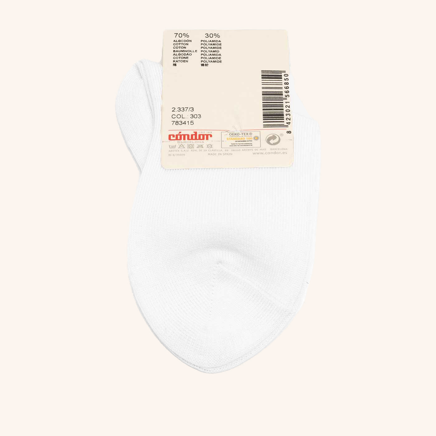 bisgaard x Cóndor cotton ankle sock with openwork blanco