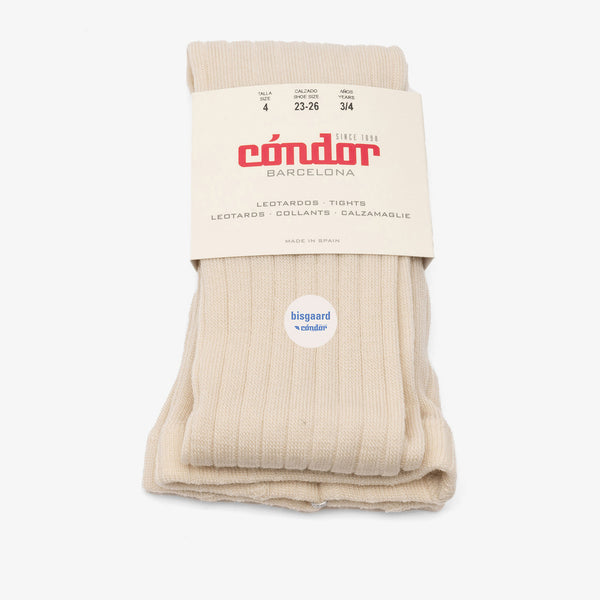 bisgaard x Cóndor merino wool rib tights hueso