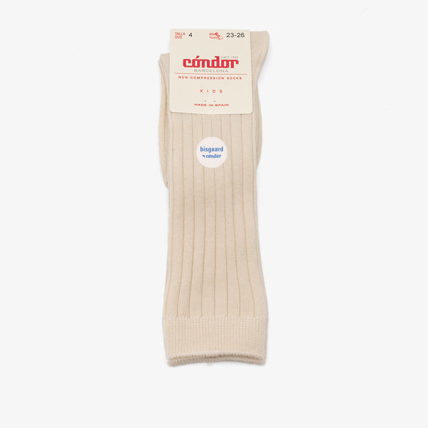 bisgaard x Cóndor merino wool rib knee high socks hueso