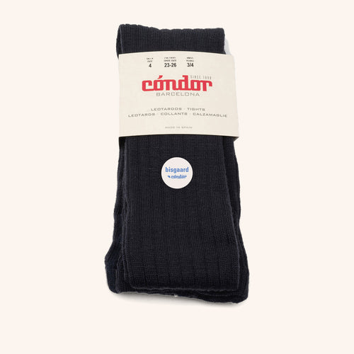 bisgaard x Cóndor merino wool rib tights azul oscuro