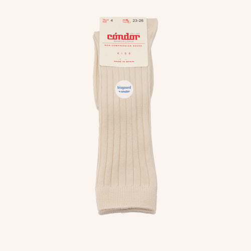 bisgaard x Cóndor merino wool rib knee high socks hueso