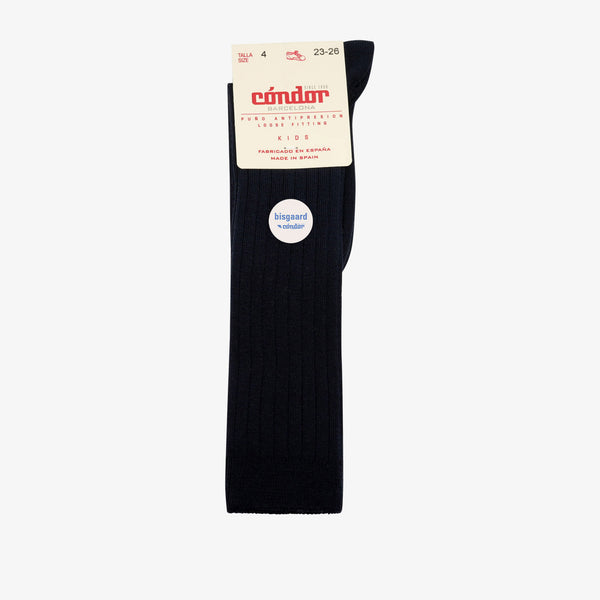 bisgaard x Cóndor cotton rib knee high socks navy