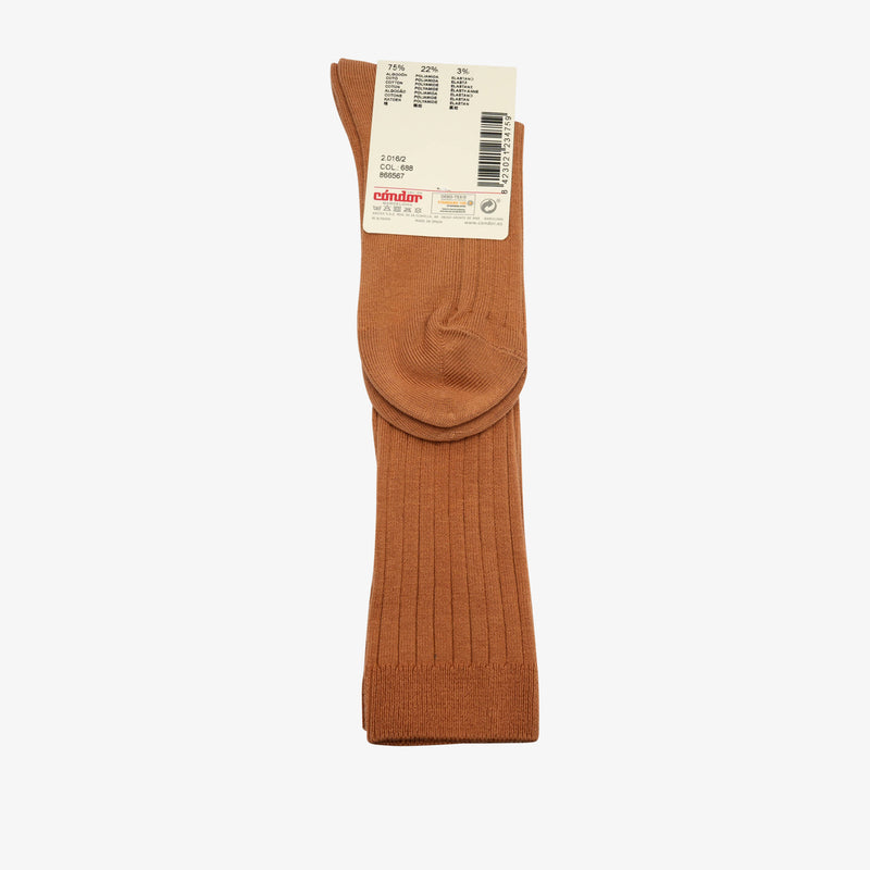 bisgaard x Cóndor cotton rib knee high socks canela