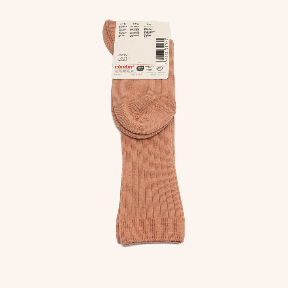 bisgaard x Cóndor cotton rib knee high socks nougat