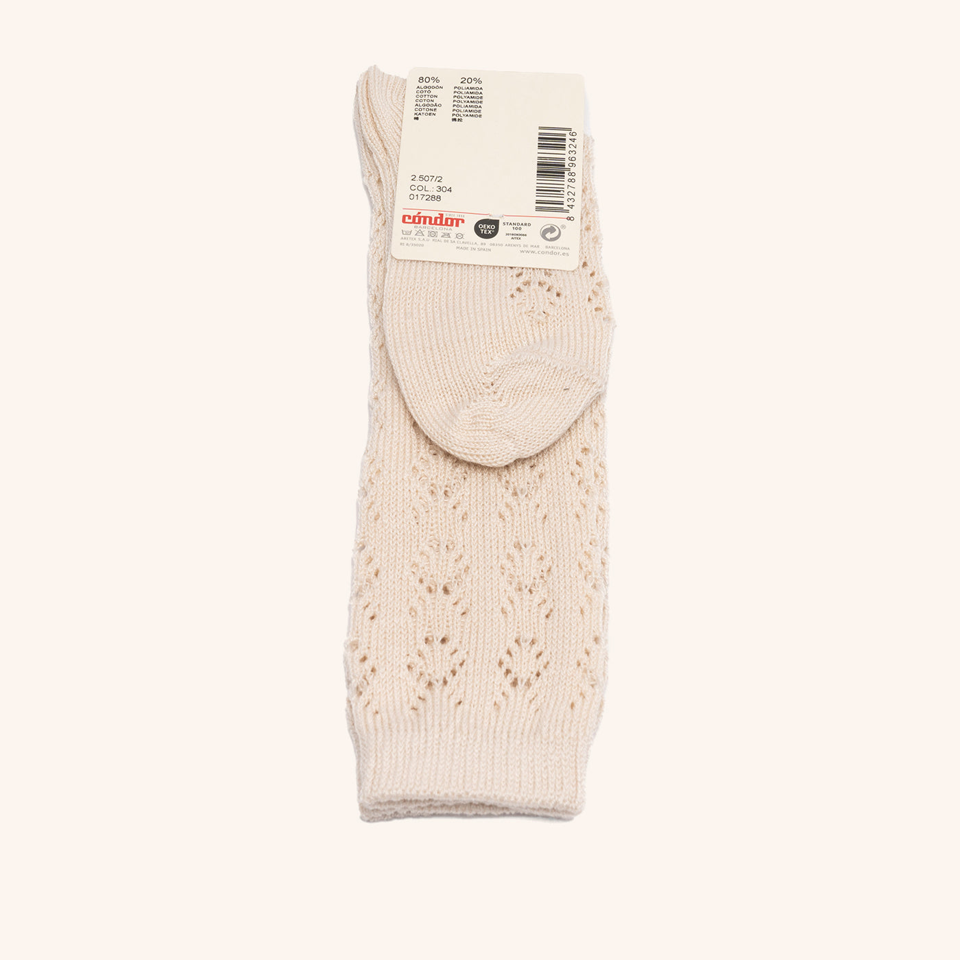 bisgaard x Cóndor cotton knee high with openwork lino