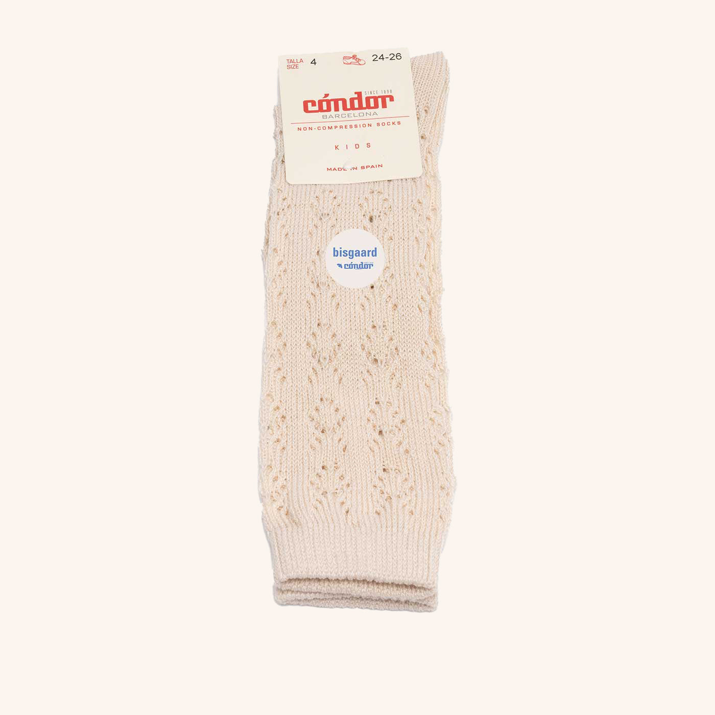 bisgaard x Cóndor cotton knee high with openwork lino