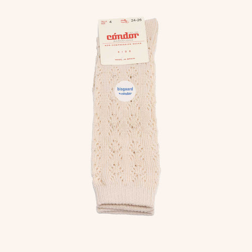bisgaard x Cóndor cotton knee high with openwork lino